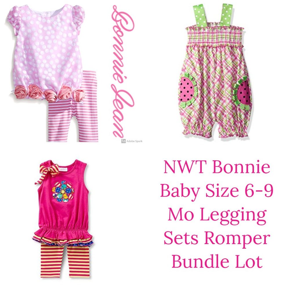 Bonnie Baby Girl Romper Legging Set Outfit Clothes Lot size 6-9 Mo NWT